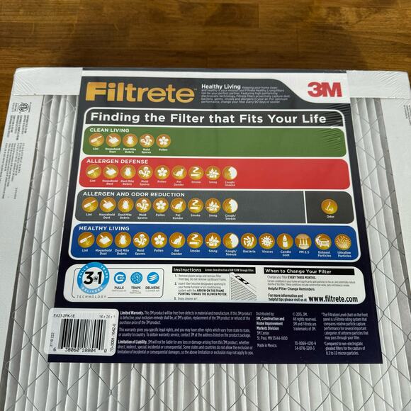 NEW Filtrete 14x24x1 Air Filter for Furnace 2-Pk - Picture 3 of 6